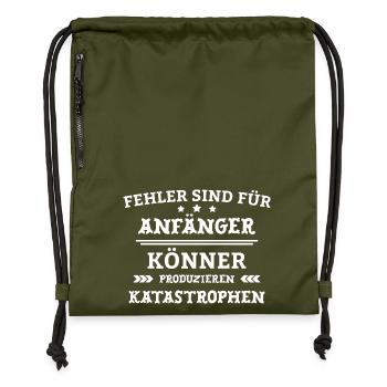 Les erreurs sont pour les débutants - Humour pour le travail de bureau - Sac à cordon en polyester recyclé - military green - Devant