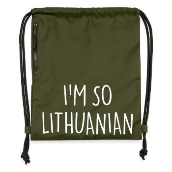 I'M SO LITHUANIAN Lithuanian Lithuania - Gymsac made from recycled material - military green - Front