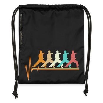 Karate Heartbeat Echo Retro Martial Arts Gift - Gymsac made from recycled material - black - Front