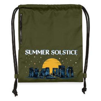 Litha Pagan Summer Solstice Midsummer Midsommar - Gymsac made from recycled material - military green - Front
