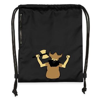 Viking Man Gift Strong Axe Beard Idea Earlier - Gymsac made from recycled material - black - Front