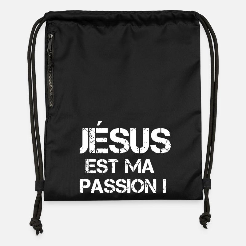 jesus est ma passion - Sac à cordon en polyester recyclé - noir