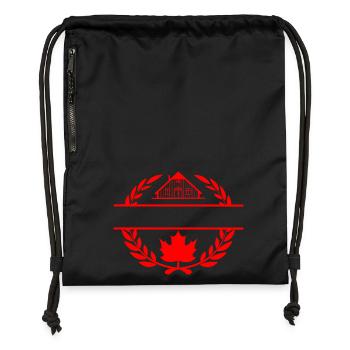 Couronne de laurier de la ferme de feuilles d’érable du Canada - Sac à cordon en polyester recyclé - noir - Devant
