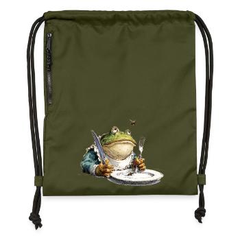 Grenouille de cuisine avec assiette - Sac à cordon en polyester recyclé - military green - Devant