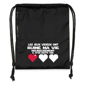 il m'en reste une(vie) - Sac à cordon en polyester recyclé - noir - Devant