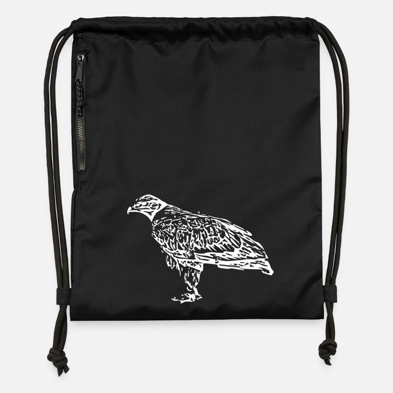 Faucons Oiseaux Oiseaux - Sac à cordon en polyester recyclé - noir