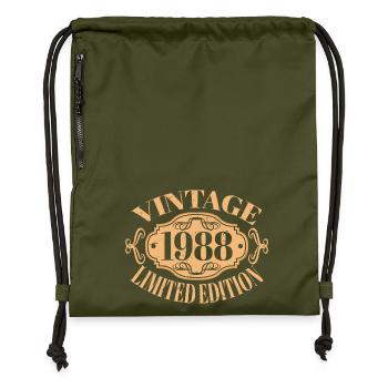 Vintage 1988 - 34 Years Old, 34th Birthday Gift - Gymsac made from recycled material - military green - Front