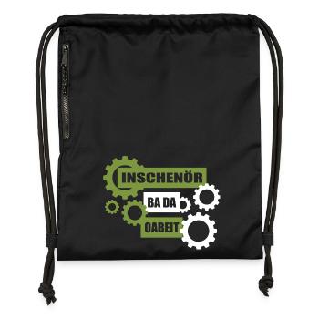 Inschenör ba da Oabeit, engineer at work - Gymsac made from recycled material - black - Front
