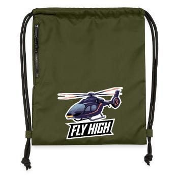 HELICOPTER, FLY HIGH - Gymsac made from recycled material - military green - Front