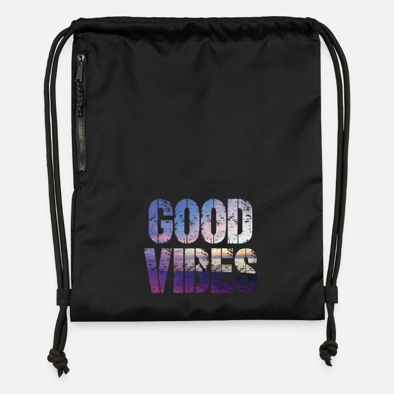 Gute Vibes beach - Turnbeutel aus Recycling-Material - Schwarz