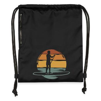vintage stand up paddle - water sport symbol - Gymsac made from recycled material - black - Front