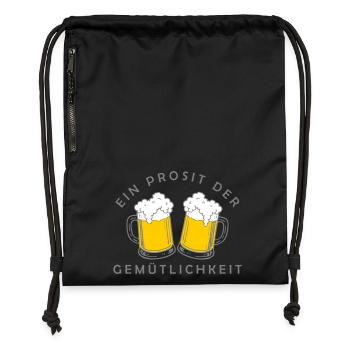 Bier - Ein Prosit der Gemütlichkeit - Turnbeutel aus Recycling-Material - Schwarz - Vorne