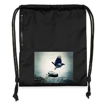 Le Vol du Corbeau - Sac à cordon en polyester recyclé - noir - Devant