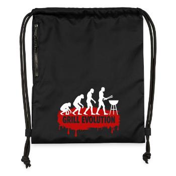 Grill Evolution Lustiger Grillmeister Spruch - Turnbeutel aus Recycling-Material - Schwarz - Vorne