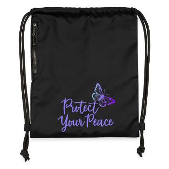 Protect Your Peace Schmetterling Innere Ruhe - Turnbeutel aus Recycling-Material - Schwarz - Vorne