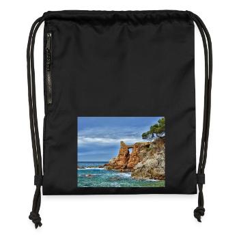 Arche marine près de la falaise - Sac à cordon en polyester recyclé - noir - Devant