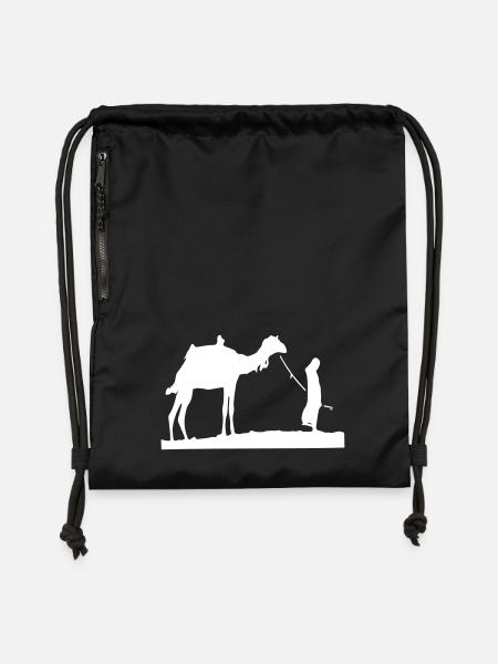 Wüste Sahara Kamel - Turnbeutel aus Recycling-Material - Schwarz