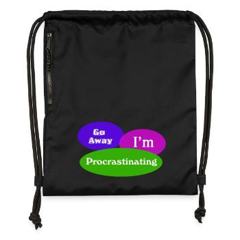 Allez loin dans la procrastination - Sac à cordon en polyester recyclé - noir - Devant