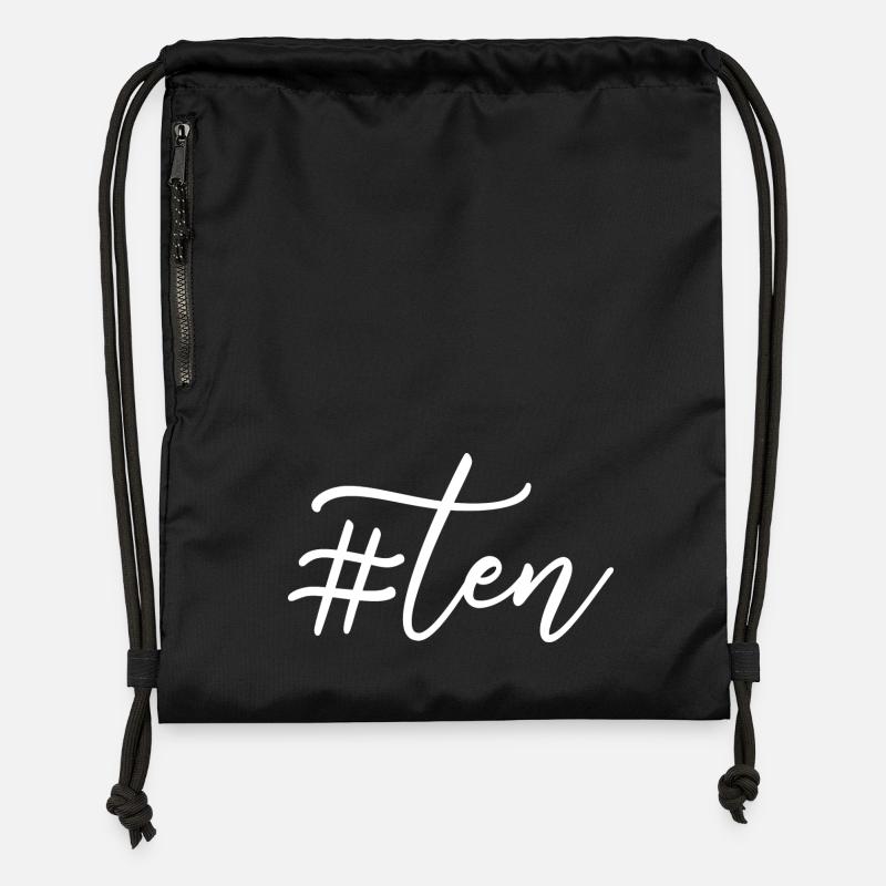 Cadeau de 10e anniversaire, 10 ans, pour garçons et filles - Sac à cordon en polyester recyclé - noir