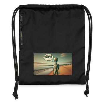 Alien sur la plage - Sac à cordon en polyester recyclé - noir - Devant