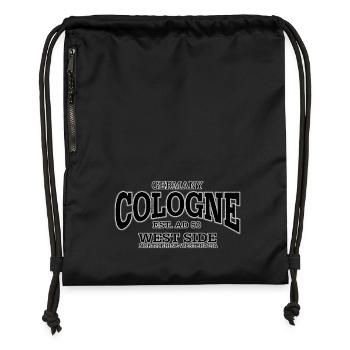 Köln Cologne (black oldstyle) - Turnbeutel aus Recycling-Material - Schwarz - Vorne