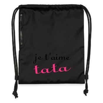 Je t'aime tata - Gymsac made from recycled material - black - Front