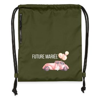 Die zukünftige Braut - Hochzeitsauto - Turnbeutel aus Recycling-Material - military Green - Vorne