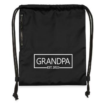 Grand-père est. 2023, Grand-père en devenir, Révélation de grossesse - Sac à cordon en polyester recyclé - military green - Devant