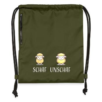 Schaf Unschaf lustiges cooles Geschenk - Turnbeutel aus Recycling-Material - military Green - Vorne