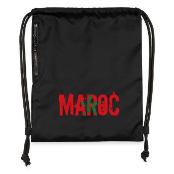 logo_flag_grunge_maroc - Sac à cordon en polyester recyclé - noir - Devant