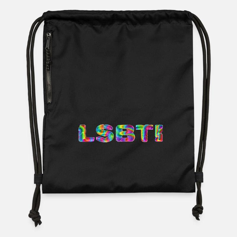 LGBTI - Sac à cordon en polyester recyclé - noir