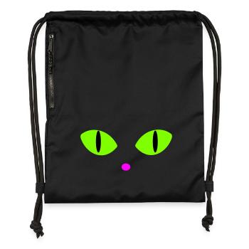 Grüne Katzenaugen - Turnbeutel aus Recycling-Material - Schwarz - Vorne