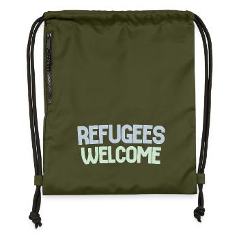 Refugees welcome retro - Gymsac made from recycled material - military green - Front