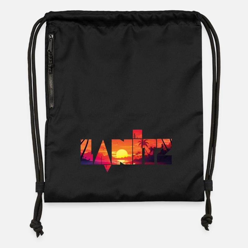 LAnitz Tropics - Sac à cordon en polyester recyclé - noir