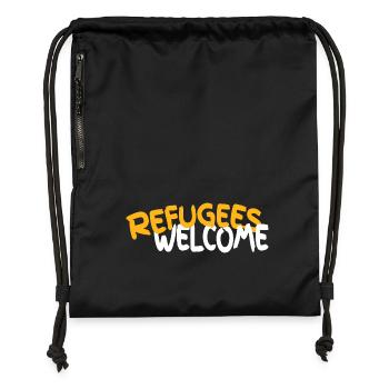Refugees welcome - Gymsac made from recycled material - black - Front