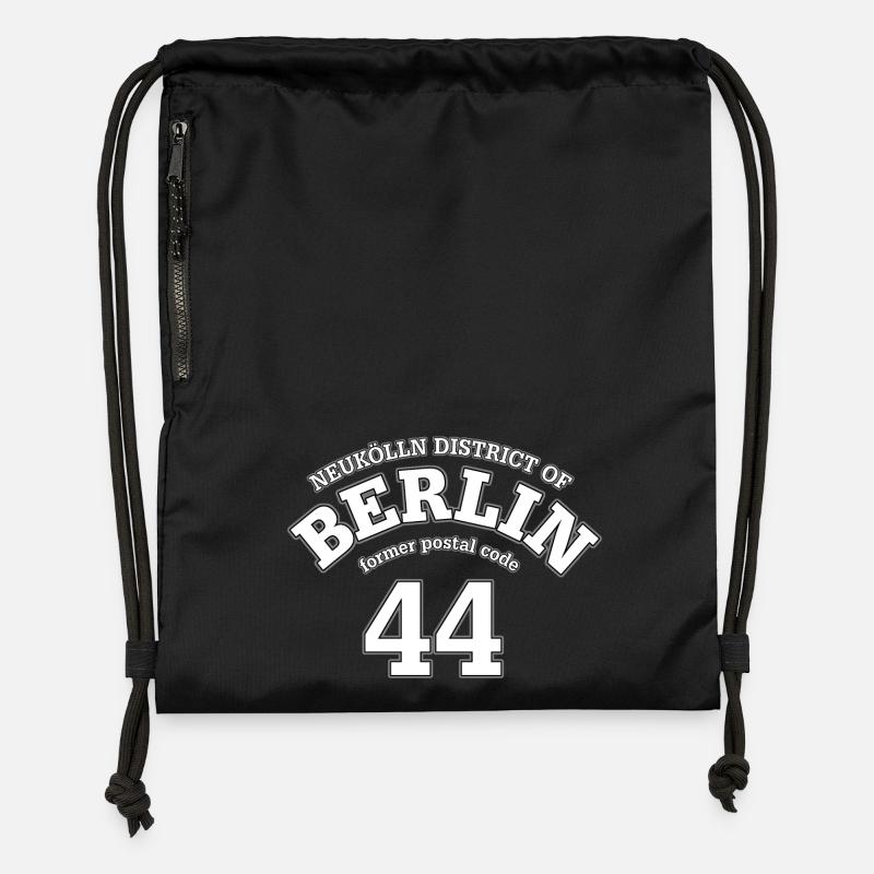 Neukölln Berlin 44 impression blanc - Sac à cordon en polyester recyclé - noir
