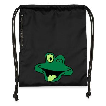 Cheeky Comic Frog Face - Turnbeutel aus Recycling-Material - Schwarz - Vorne