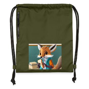 mignon petit renard démoniaque vie quotidienne – déjeuner - Sac à cordon en polyester recyclé - military green - Devant