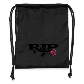 rip_mit_rose_2_2c - Turnbeutel aus Recycling-Material - Schwarz - Vorne
