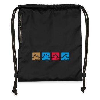Terre Vent Eau Feu - Sac à cordon en polyester recyclé - noir - Devant