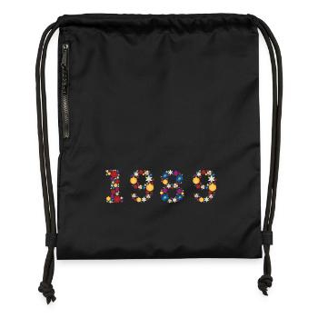 Fleurs 1989 - Sac à cordon en polyester recyclé - noir - Devant