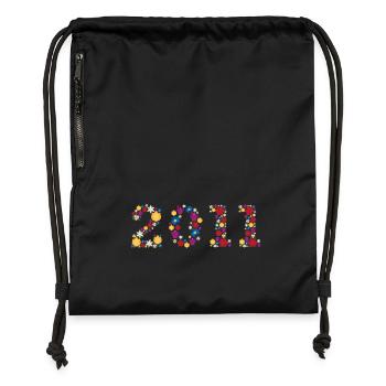 Fleurs 2011 - Sac à cordon en polyester recyclé - noir - Devant