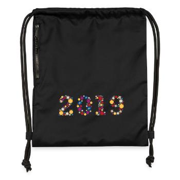 Fleurs 2019 - Sac à cordon en polyester recyclé - noir - Devant