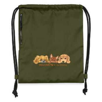 Niedliche rothaarige Katze und zwei Hunde - Turnbeutel aus Recycling-Material - military Green - Vorne