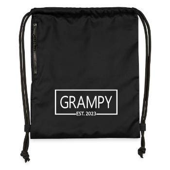 Grampy Est. 2023, Grand-père en devenir, Révélation de grossesse - Sac à cordon en polyester recyclé - military green - Devant