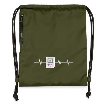Press Start - I love Retro Gaming - Turnbeutel aus Recycling-Material - military Green - Vorne
