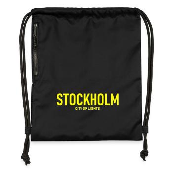 Stockholm - Ville Lumière - Schweden - Suède - Sac à cordon en polyester recyclé - noir - Devant