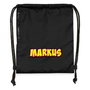 Cadeau Prénom Markus - Sac à cordon en polyester recyclé - noir - Devant