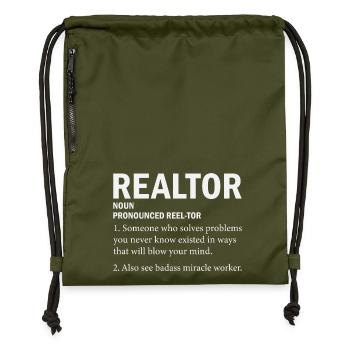 Agent immobilier - Sac à cordon en polyester recyclé - military green - Devant