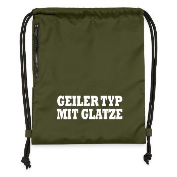 guy with bald head - Gymsac made from recycled material - military green - Front